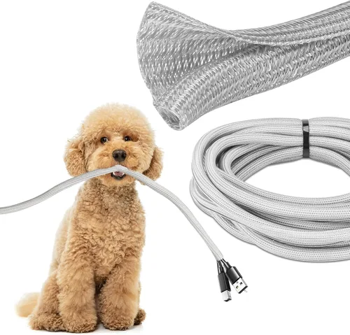 Miniatura 13 de JOTO Paquete de 1 funda de organización de cables, sistema organizador de cables de 10 pies con cremallera para TV, computadora, oficina