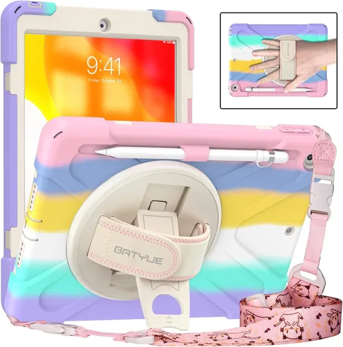 Miniatura 22 de BATYUE Funda para iPad de 9ª, 8ª y 7ª generación (funda resistente para iPad de 10.2 pulgadas 2021/2020/2019) con protector de pantalla, soporte