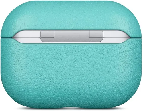 Miniatura 3 de Lopie Funda de piel para AirPods Pro de 2ª generación, azul cian, funda protectora totalmente envuelta con piel de cordero, protección de 360