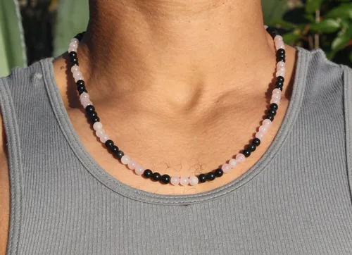 Miniatura 50 de Collar de cristal de obsidiana negra hecho a mano, collar de cuentas de piedras preciosas naturales auténticas, curación, protección, talismán mala
