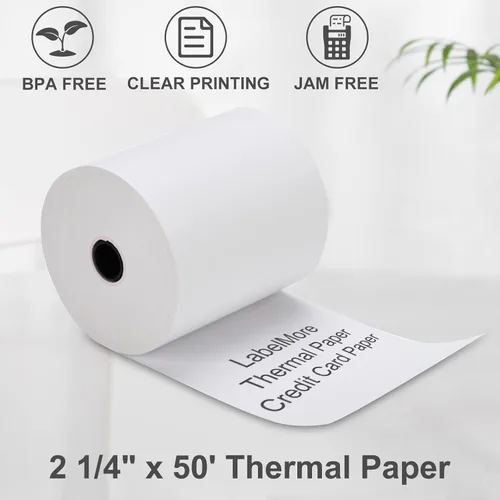 Miniatura 3 de LabelMore - Rollos de papel térmico de 2 1/4 pulgadas x 50 pies, rollos de papel térmico para tarjetas de crédito, rollo de caja registradora, papel