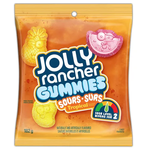 Jolly Rancher Gummies Sours, sabores tropicales, 182 g/6.4 oz. (importado de Canadá)