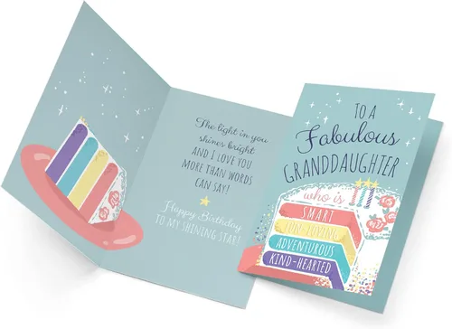 Miniatura 3 de Prime Greetings Tarjeta de cumpleaños para nieta, hecha en Estados Unidos, ecológica, cartulina gruesa con sobre premium de 5 x 7.75 pulgadas
