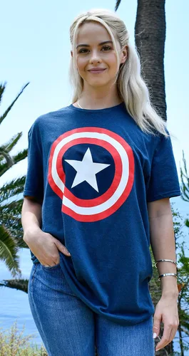 Miniatura 7 de Marvel Camiseta para hombre con logotipo de escudo desgastado del Capitán