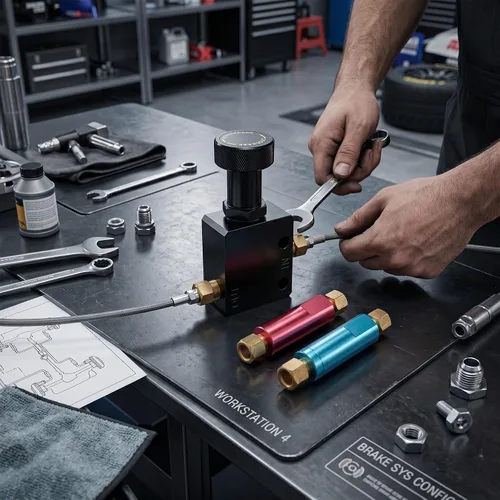Miniatura 3 de Válvula de dosificación de freno, disco/tambor ajustable en línea 150-1200 PSI perilla universal de aluminio con kit de presión residual de 2 libras
