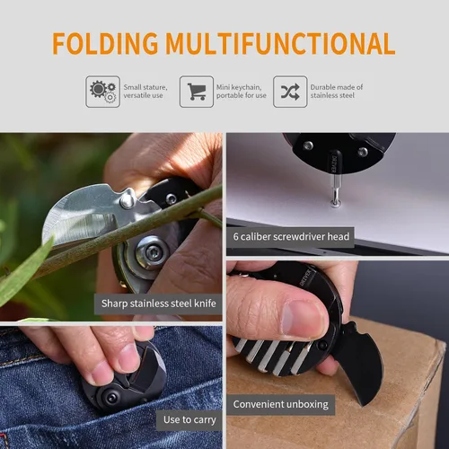 Miniatura 3 de Mini herramienta multifuncional plegable para exteriores 7 en 1 - Pequeña herramienta EDC con juego de destornilladores - colgante de bolsillo