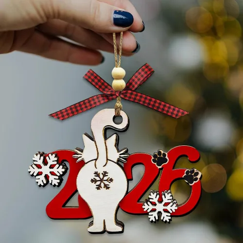 Miniatura 3 de Adornos de Navidad para gatos 2025, adorno divertido para árbol de Navidad, adornos únicos y lindos de madera para decoración - Regalos para amantes