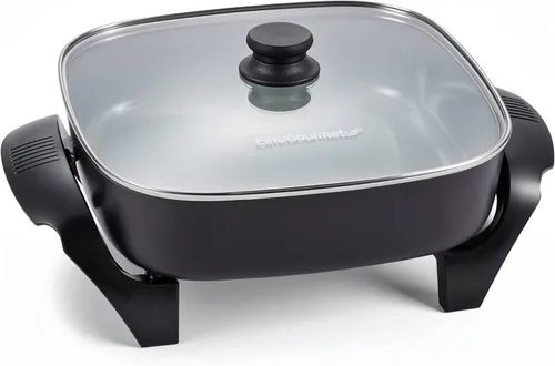 Miniatura 11 de Elite Gourmet EG808 - Sartén eléctrica antiadherente de 8 x 8 pulgadas, apta para lavavajillas con tapa ventilada de vidrio templado, calentamiento