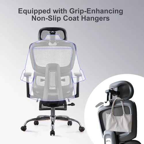 Miniatura 7 de Silla de oficina con reposapiés, silla ergonómica con reposacabezas 3D, silla de computadora con respaldo ajustable y reposabrazos 3D, silla de Negro