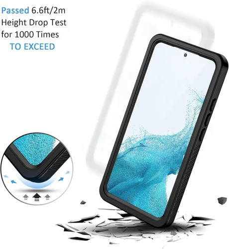 Miniatura 5 de Lanhiem Funda para Samsung Galaxy S22, IP68 impermeable a prueba de polvo con protector de pantalla integrado, funda protectora de cuerpo completo