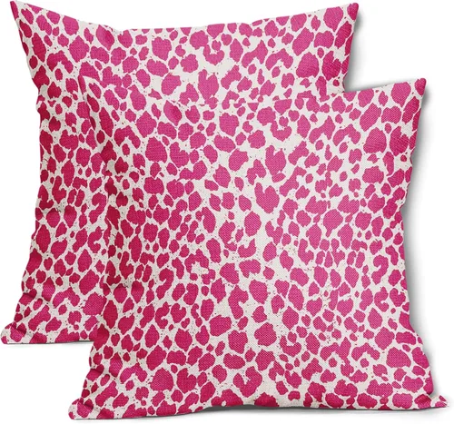 Miniatura 25 de Juego de 2 fundas de almohada de 16 x 16 pulgadas con estampado de leopardo, diseño de leopardo, con cremallera, decoración del hogar para sofá