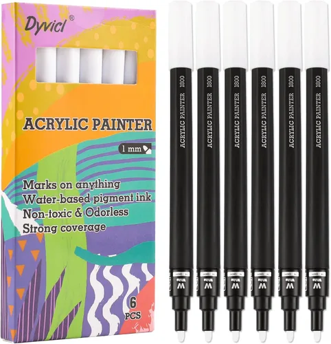 Miniatura 11 de Dyvicl Marcadores de pintura acrílica negra, bolígrafos de pintura de punta fina, marcadores acrílicos para pintura de roca, piedra, cerámica
