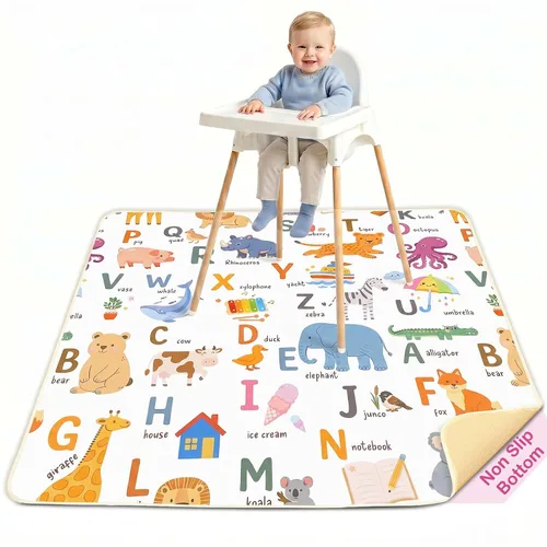 Basumee Tapete de salpicaduras para silla de bebé, impermeable, tapete de juego para debajo de la silla alta, tapete para atrapar alimentos para
