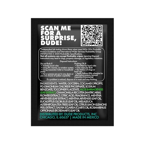 Miniatura 7 de DUDE Wipes On-The-Go Mint Chill - Toallitas de viaje – 30 unidades (envueltas individualmente) – Toallitas desechables extragrandes para adultos