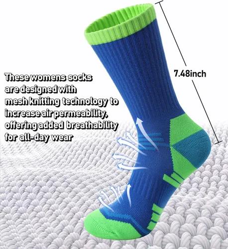 Miniatura 4 de FNOVCO Calcetines de compresión atléticos gruesos acolchados para mujer, 5 pares