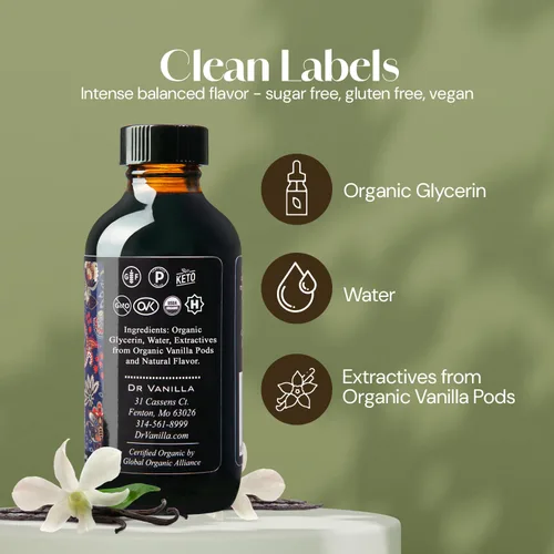 Miniatura 4 de Vainilla Natural Orgánica Sin Alcohol, Para Hornear, Bebidas Dulces Y Más, Elaborada Artesanalmente Con Vainas De Vainilla Bourbon De Madagascar