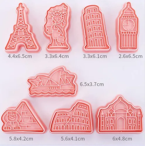 Miniatura 4 de 8 Piezas Moldes de Galletas de la Estatua de la Libertad para Hornear Moldes de Galletas, Prensa Torre Eiffel, Juego de Moldes de Galletas