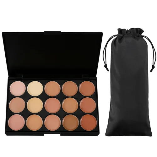 Vtrem Paleta de corrector de contorno de crema profesional de 15 colores crema de sombra de ojos Pallettes Sets Crema facial Maquillaje Conture