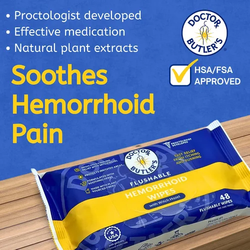 Miniatura 3 de Toallitas que se Pueden Tirar al Inodoro para Hemorroides Doctor Butler's – Toallitas que se Pueden Tirar al Inodoro con Hamamelis para Calmar