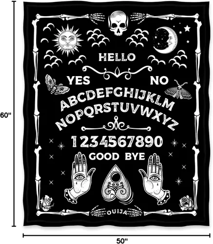Miniatura 7 de Jekeno - Manta de Ouija Gothic Witch para Halloween, diseño de sol, luna, esqueleto, calavera, horror, espeluznante, regalos para mujeres, niños