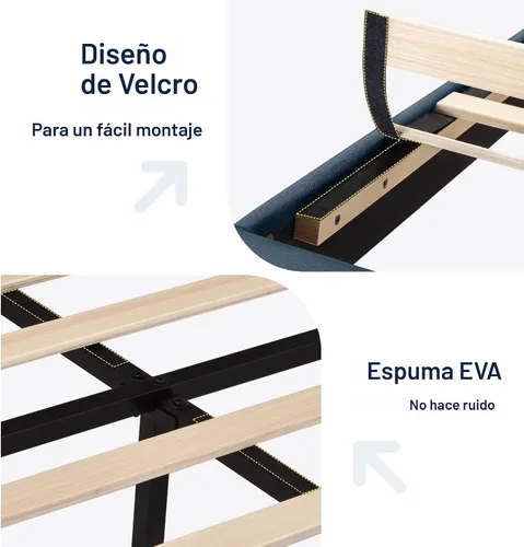Miniatura 5 de Allewie - Base de cama de plataforma matrimonial con cabecera tapizada de tela y soporte de listones de madera, base de colchón totalmente tapizada