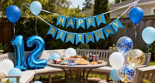 Miniatura 8 de Decoraciones de cumpleaños número 10, color azul para niños y niñas, pancarta de feliz cumpleaños número 10, globos de papel de aluminio de látex 10º