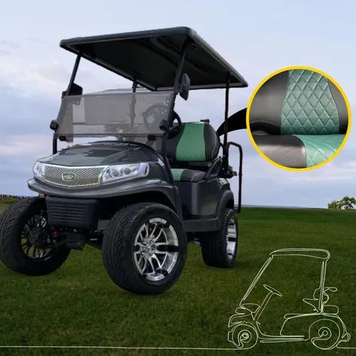 Miniatura 7 de Club CAR Precedent - Fundas de asiento delantero para carrito de golf, costuras de diamante (negro/verde oscuro)