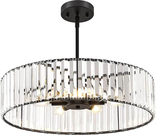 Miniatura 16 de YURNYQ Lámpara de Techo de Cristal, Moderna Lámpara de Techo Semi Empotrada, Luminarias de Techo Cromadas para Pasillo, Cocina, Entrada, Dormitorio