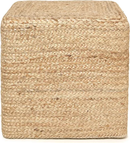 Miniatura 4 de REDEARTH · Puf otomano con forma de cubo – Puf trenzado de yute para el reposapiés para la sala de estar, dormitorio, guardería, patio, salón y Cube