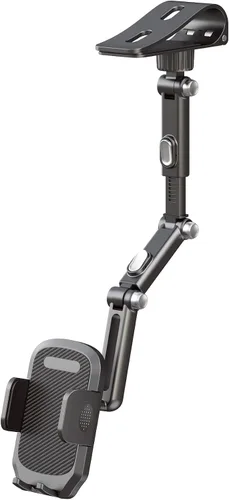 Miniatura 8 de Karmus Soporte de teléfono para visera solar para automóvil, soporte de teléfono con clip de aleación de aluminio con bloqueo automático, rotación