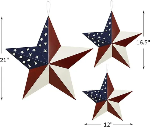 Miniatura 5 de 3 adornos patrióticos de metal para colgar en la pared, decoración de pared para interiores y exteriores, decoración del 4 de julio