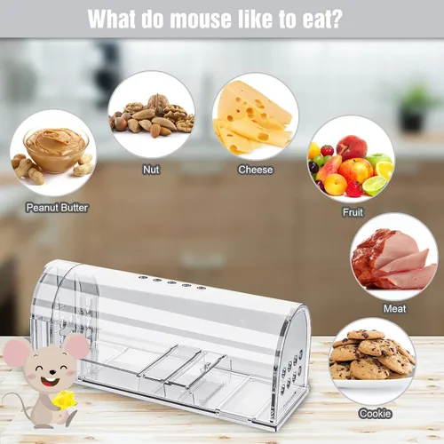 Miniatura 7 de 4 trampas para ratones humanas que no matan, trampa para ratones vivos, trampa reutilizable para ratones para casa y exteriores