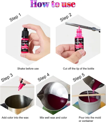 Miniatura 4 de FansArriche Tinte para velas - 26 colores de tinte líquido a base de aceite para cera de vela, color de vela vívido para fabricación de velas DIY