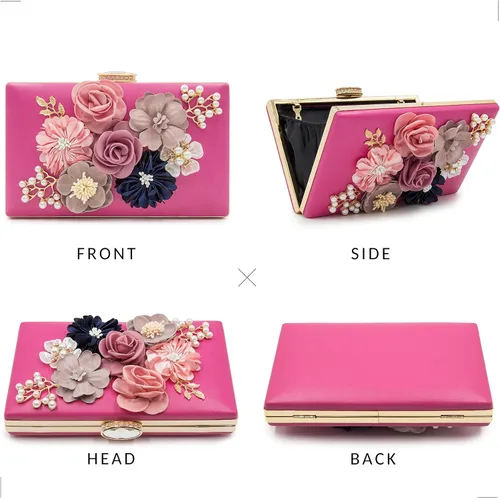 Miniatura 4 de Milisente - Bolso tipo clutch de diseño floral, bolso de noche para mujer, para novias, bodas