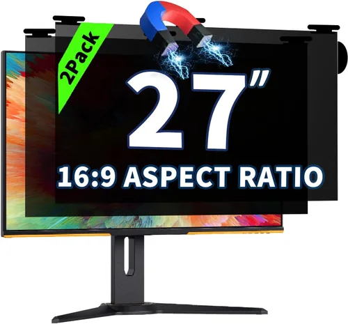 Paquete de 2 pantallas magnéticas colgantes de privacidad para computadora de 27 pulgadas para monitor de pantalla ancha de 16:9, pantalla de