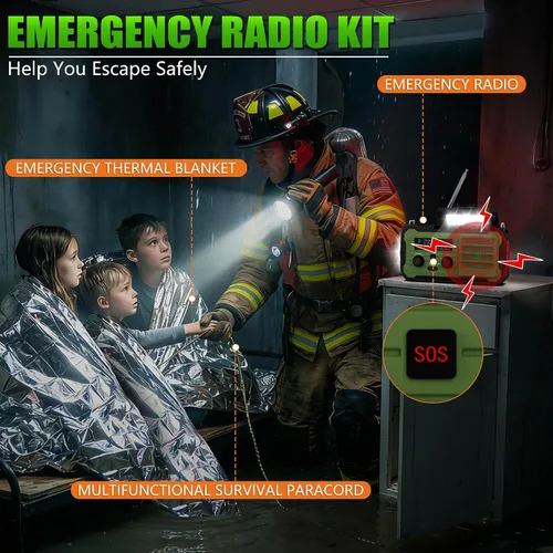 Miniatura 4 de Radio de emergencia con manivela solar, 10000 mAh/37000 mWh, radio meteorológica de emergencia, radios solares de manivela con NOAA/AM/FM, linterna