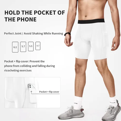 Miniatura 5 de Niksa Pantalones cortos de compresión para hombre, paquete de 3 unidades, ropa interior de compresión para hombre, pantalones cortos deportivos