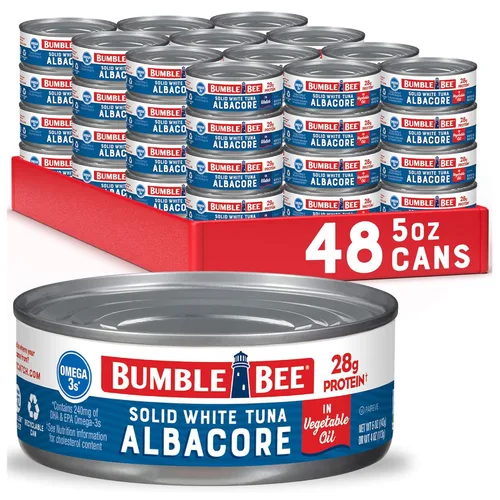 Miniatura 16 de Bumble Bee - Atún blanco sólido en aceite, lata de 12 onzas, atún capturado en estado salvaje, 0.74 oz de proteína por porción, alto en omega-3, sin