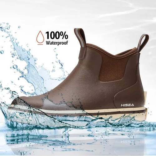 Miniatura 6 de HISEA Botas de cubierta para hombre, botas de pesca de agua salada, impermeables, botas de lluvia de alta tracción