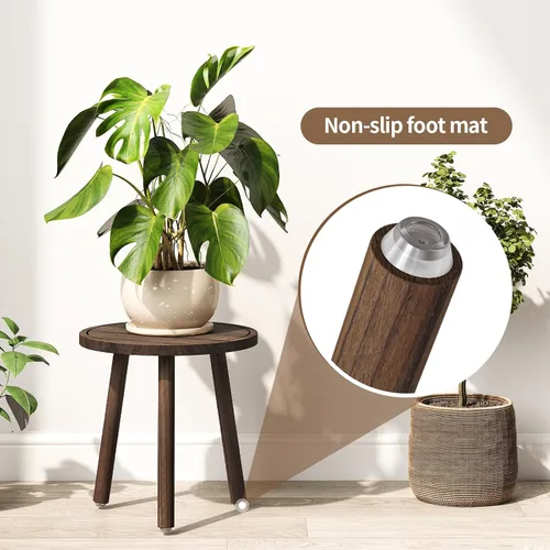 Miniatura 6 de Uneedem Soporte para plantas de interior, paquete de 3 soportes de madera más altos para macetas de 6 a 12 pulgadas, taburete moderno de mediados