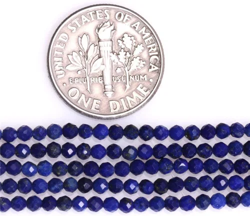 Miniatura 3 de Cuentas de lapislázuli azul para hacer joyas, piedras preciosas naturales, semipreciosas, 0.079 in, espaciador facetado redondo, 15 pulgadas JOE