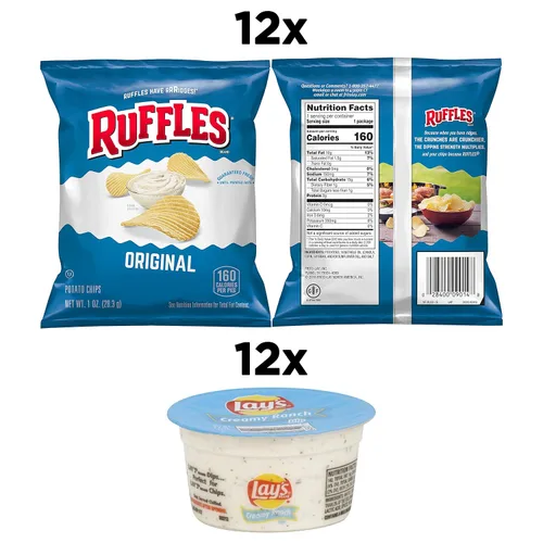 Miniatura 2 de Ruffles Original & Lays Creamy Ranch - Paquete variado, porciones de una sola porción, 24