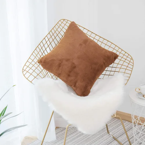 Miniatura 18 de Home Brilliant Fundas de almohada de piel sintética de oveja esponjosa de 18 x 18 pulgadas, fundas de almohada de piel sintética de oveja esponjosa