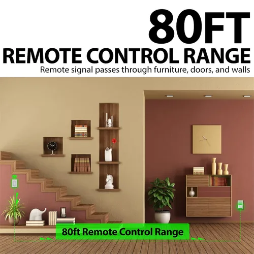 Miniatura 3 de Fosmon Enchufe de control remoto inalámbrico para interiores, interruptor de luz a batería con marca de encendido/apagado Braille, para luces, árbol