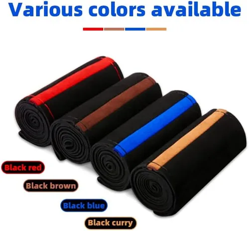 Miniatura 5 de AUCELI Funda para volante de automóvil, 38 cm de cuero genuino duradero con costura envolvente para hombres y mujeres, protector de volante