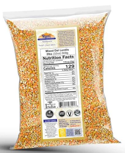 Miniatura 3 de Rani Dal mixto (Chana Dal, Moong Dal, Toor Dal, Masoor Dal, Urad Dal) 32 onzas (2 libras) 32.03 oz ~ Todo natural Apto para gluten Sin OMG