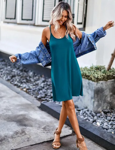 Miniatura 6 de Ekouaer Paquete de 2 camisones para mujer, ropa de dormir, camisola sin mangas, con espalda cruzada