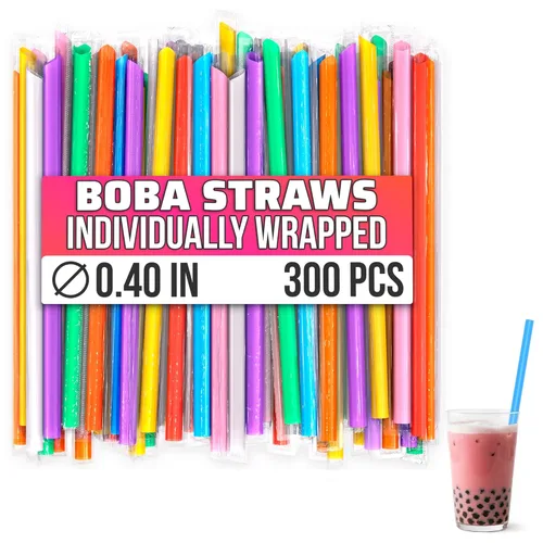 Miniatura 15 de 100 popotes de té de burbujas transparentes – Pajitas anchas de 9.4 x 0.4 pulgadas de grosor para batidos, té Boba, batidos y bebidas congeladas