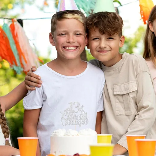 Miniatura 4 de Ephlyn 1 paquete de adorno para pastel de 13 años para adolescentes oficiales con purpurina, número 13, adorno de pastel para cumpleaños número 13