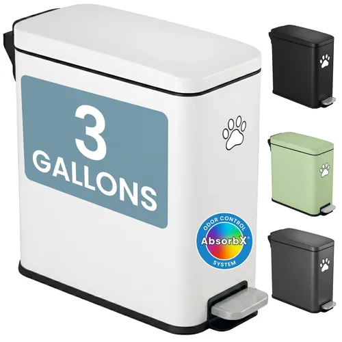 Miniatura 18 de iTouchless Cubo de basura para excrementos de perro de 3 galones/11 litros con tapa y filtro de olor AbsorbX, cubo de basura de acero inoxidable a